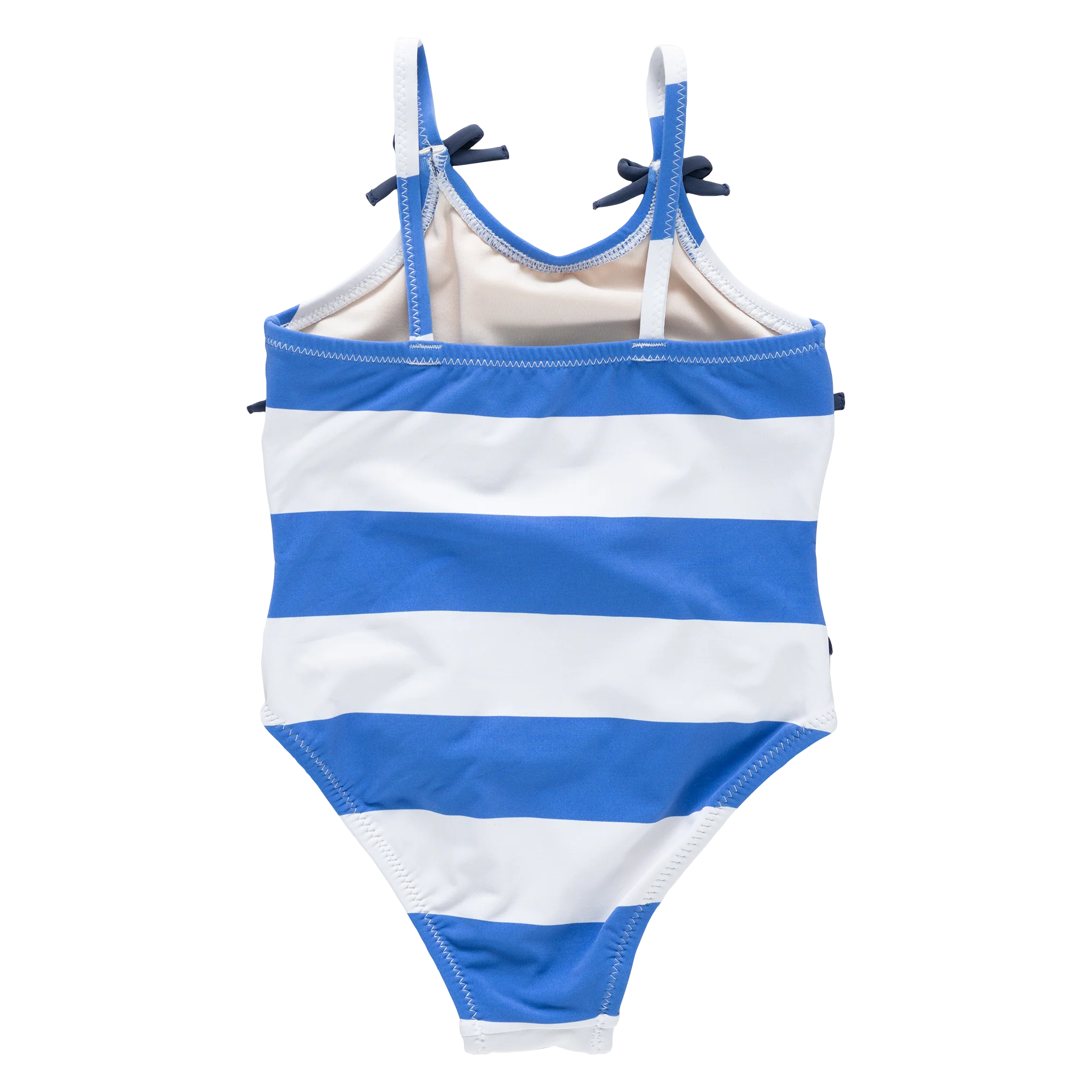 girls lottie bow suit- wide blue stripe