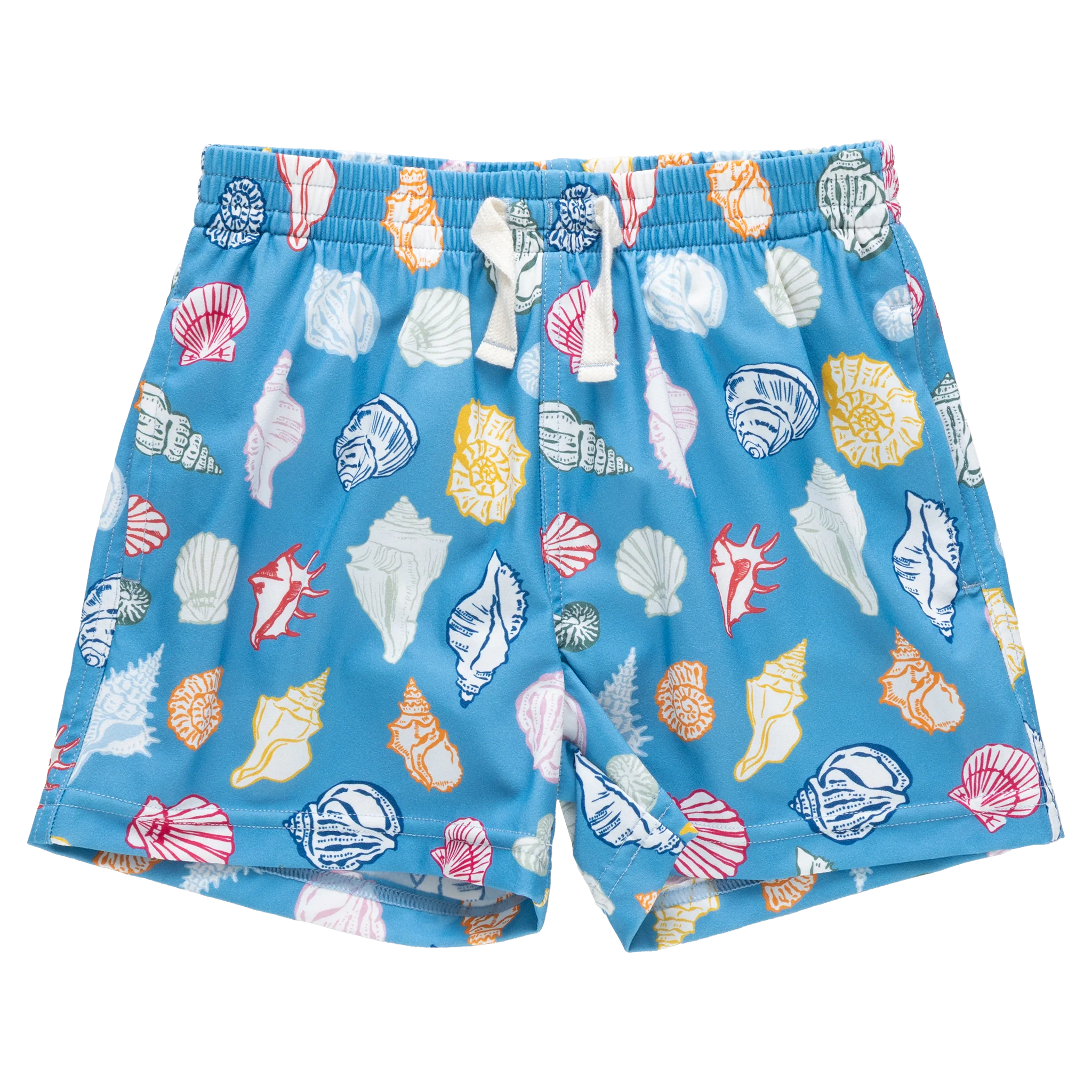 boys swim trunk- blue seashells