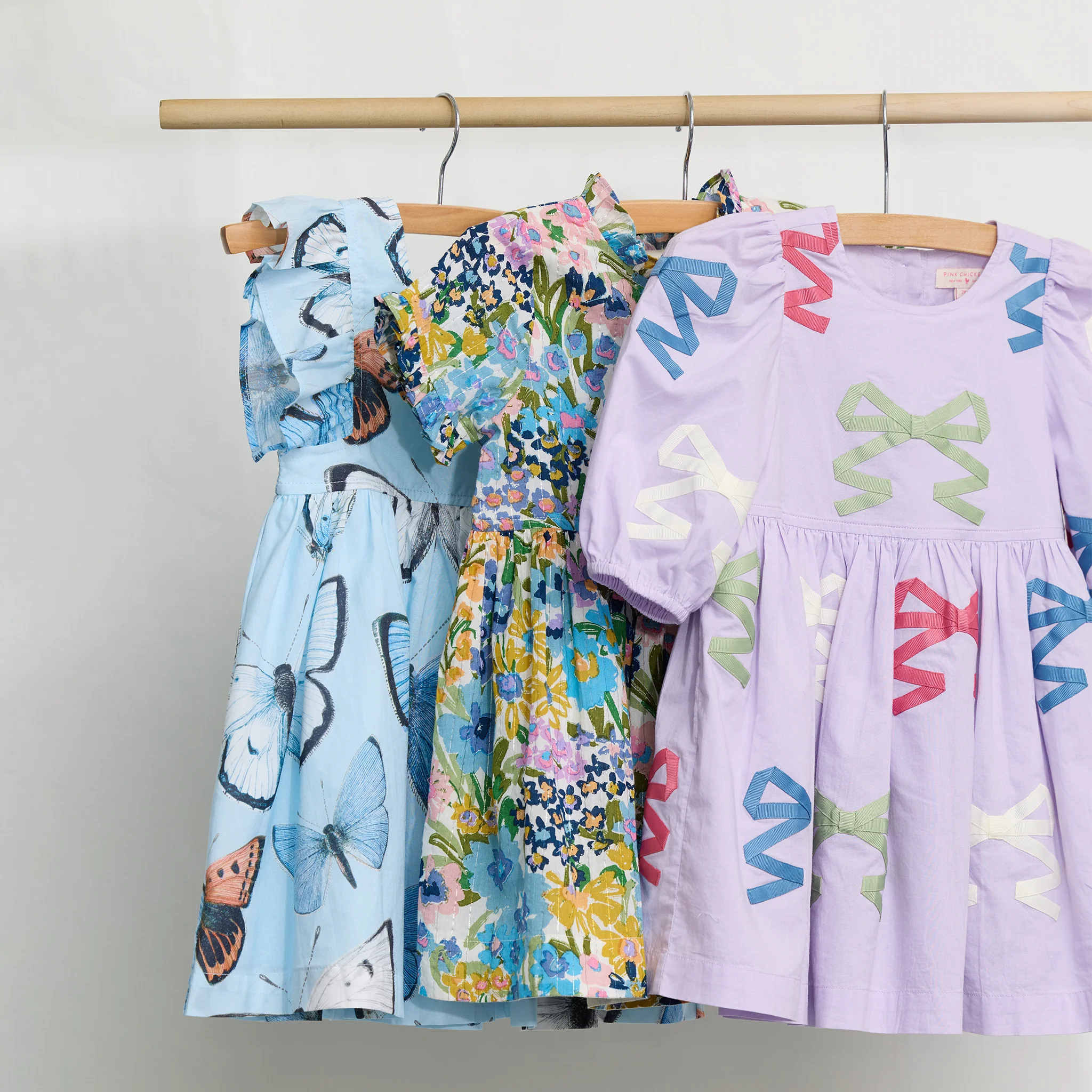 girls brooke dress- lavender multi bow applique