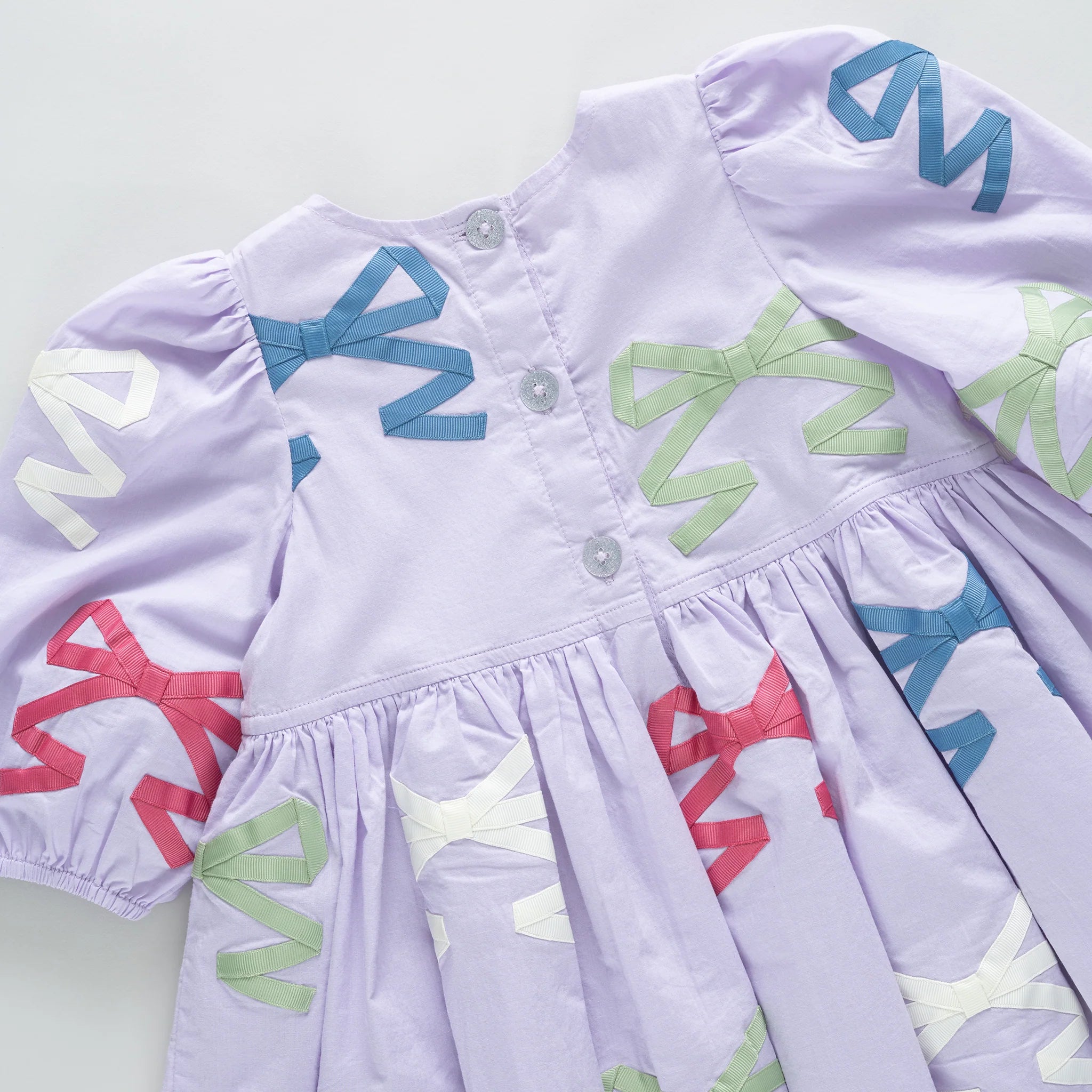 girls brooke dress- lavender multi bow applique