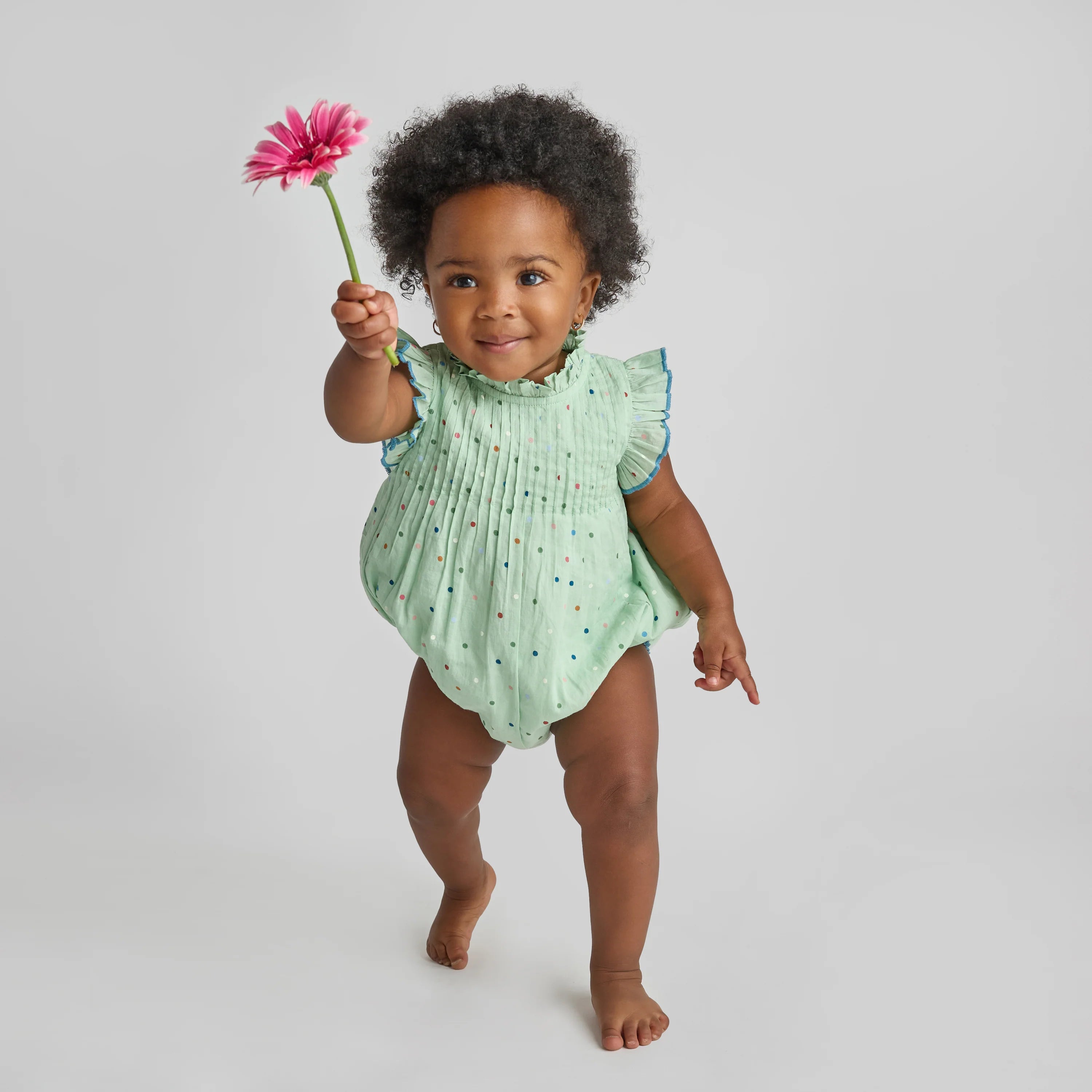 baby girls jaipur bubble- pastel green polka dot