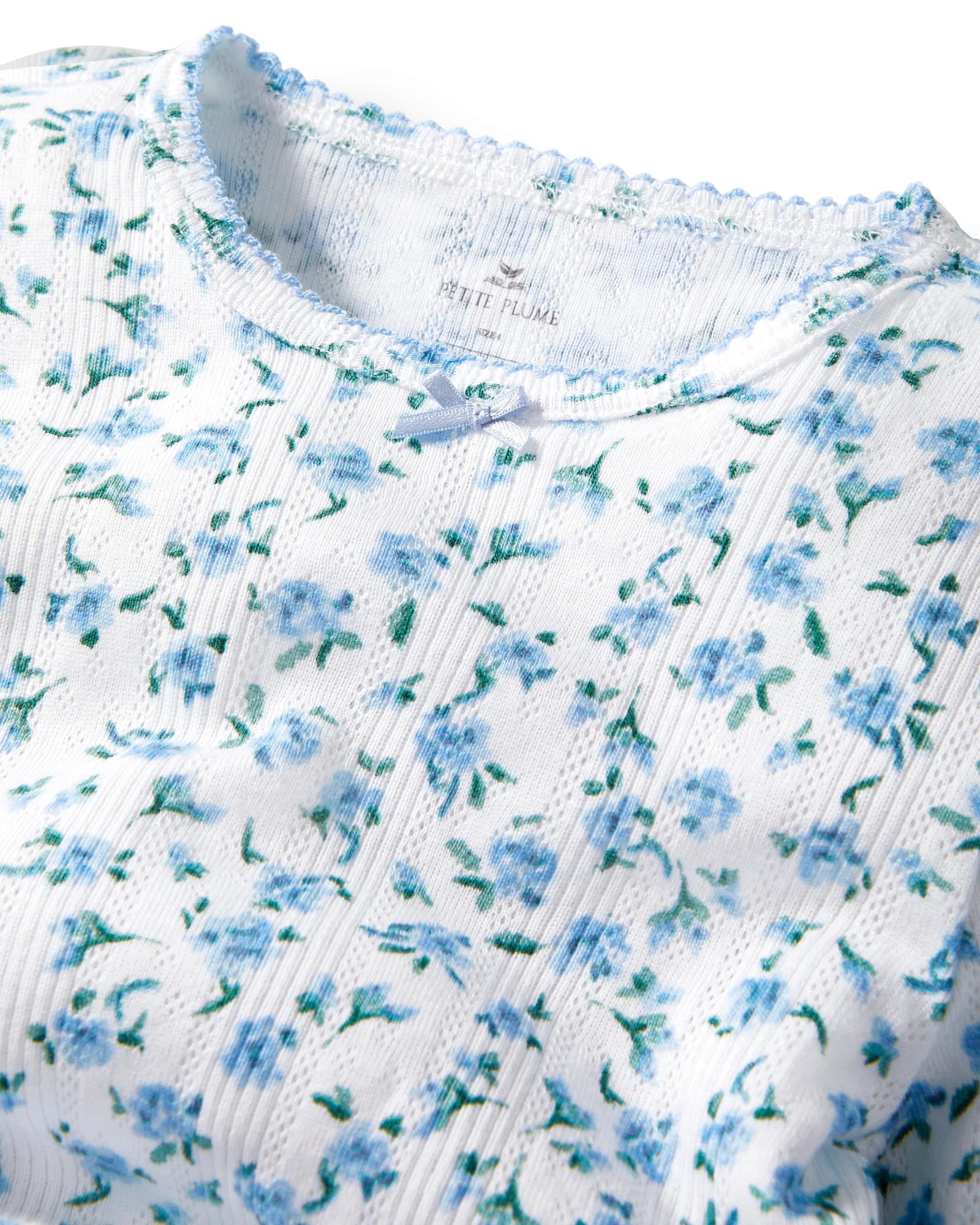 Kids Pointelle Pima Cotton Pajama Short Set – Blue Floral