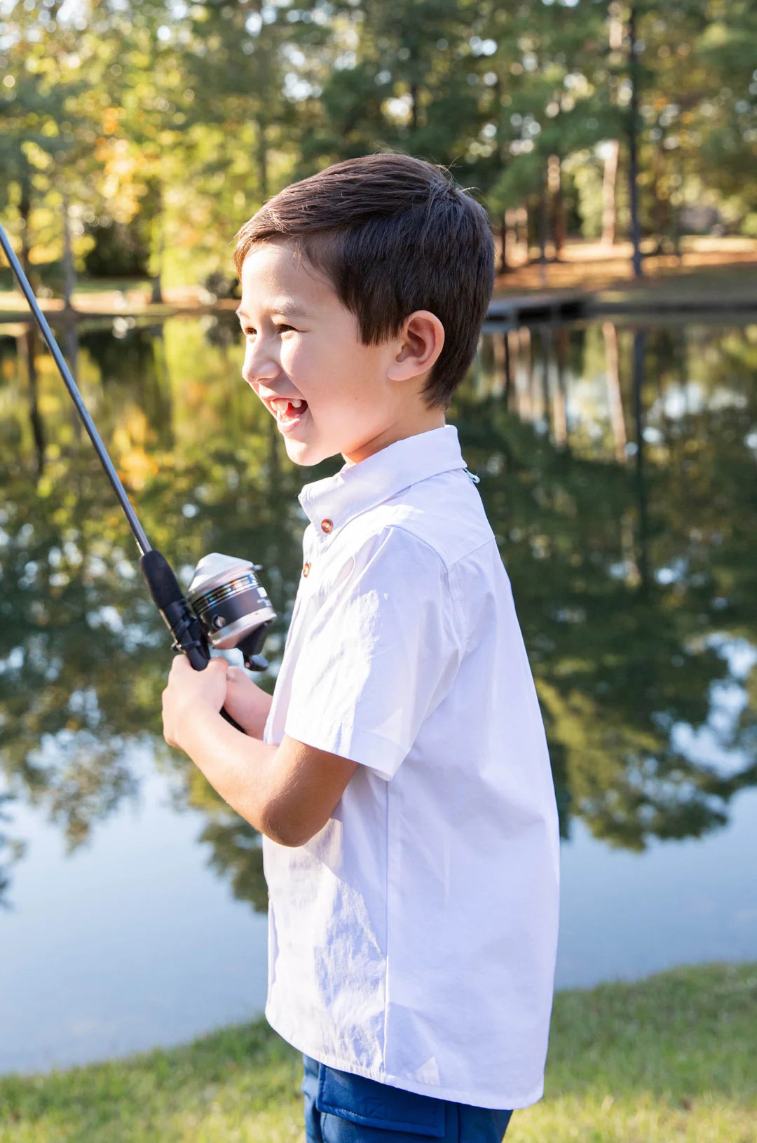 White Short Sleeve Fishing Shirt