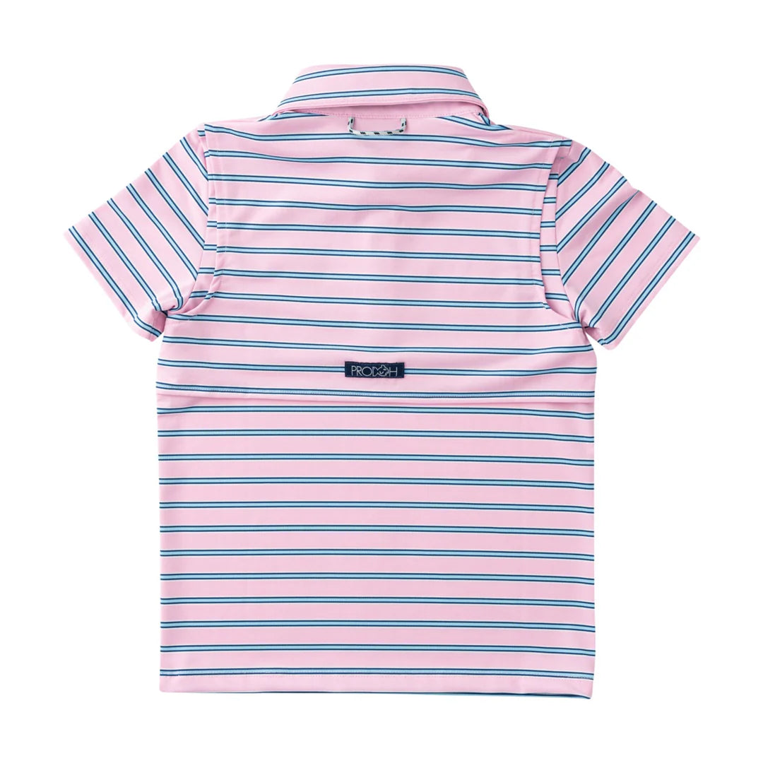 Short Sleeve Pro Performance Polo - Pink Frosting Sea Island Stripe