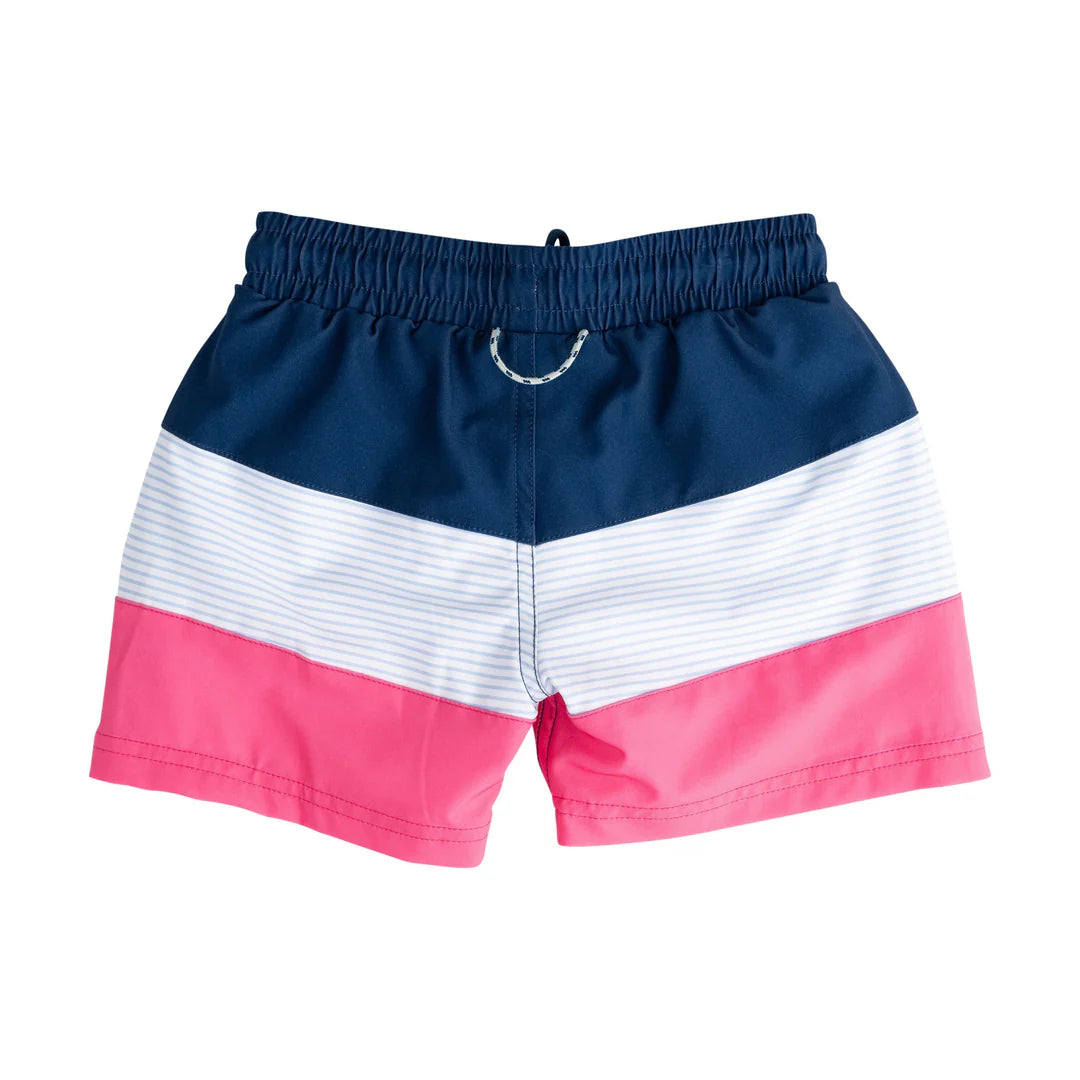 Boys' Boogie Board Swim Trunks Colorblock Navy/White/Pink