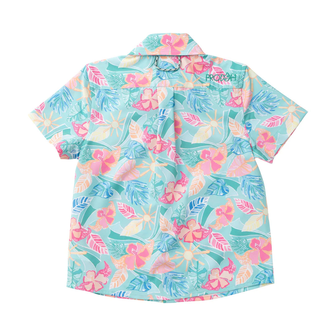 Short Sleeve Button Down Shirt — Tropical Palm Print