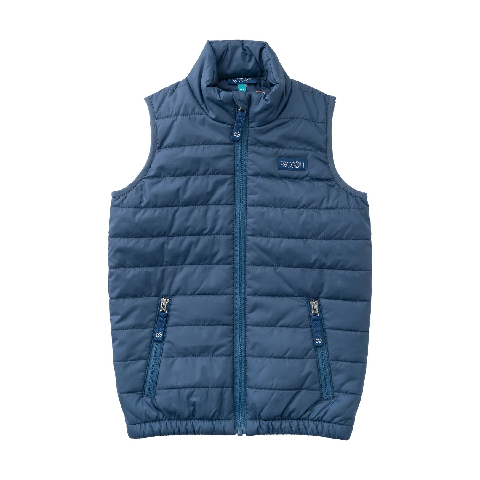 Boys Puffer Vest in Dark Denim Blue with Football Print Liner