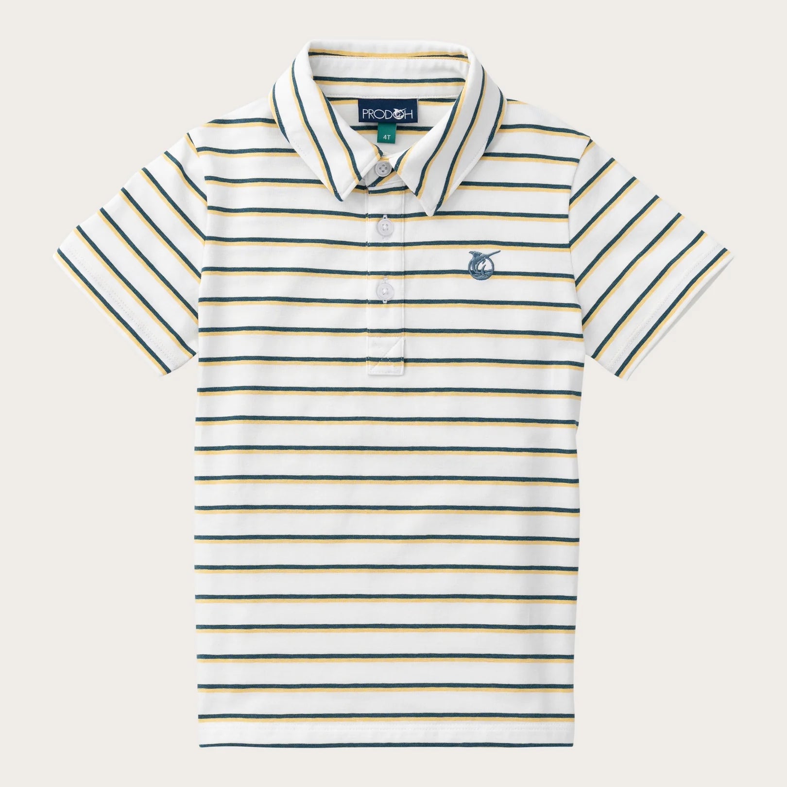 Boys' Short Sleeve Cotton Polo in Ochre Stripe