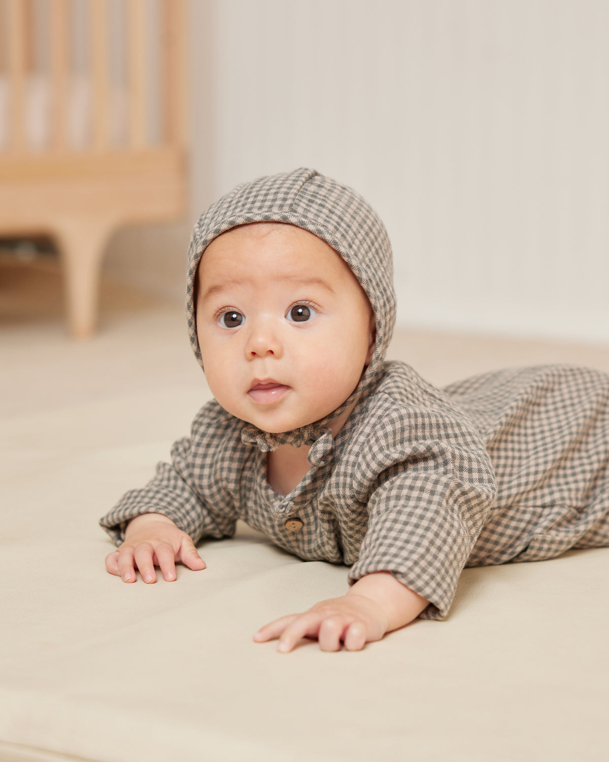 Pocketed Woven Jumpsuit Forest Micro Plaid Swaddle OKC