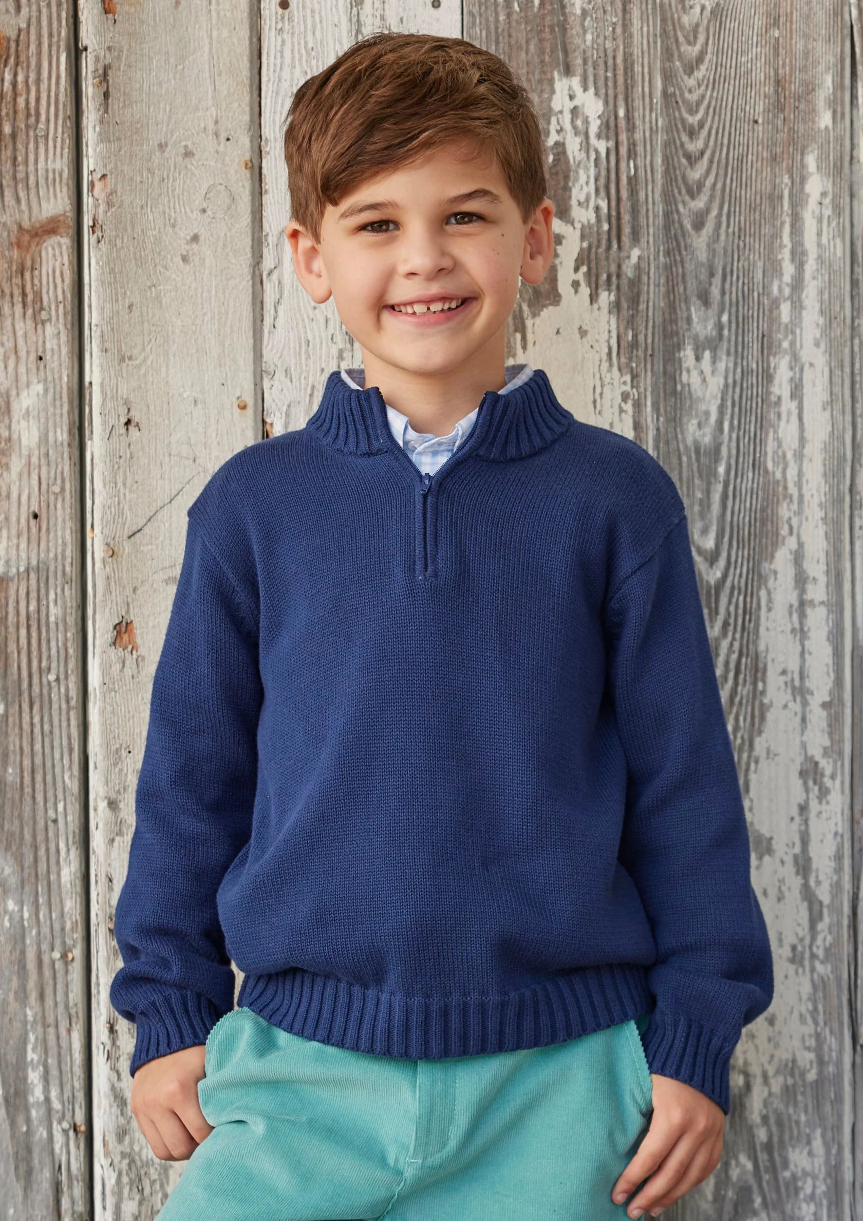 Quarter Zip Sweater- Navy