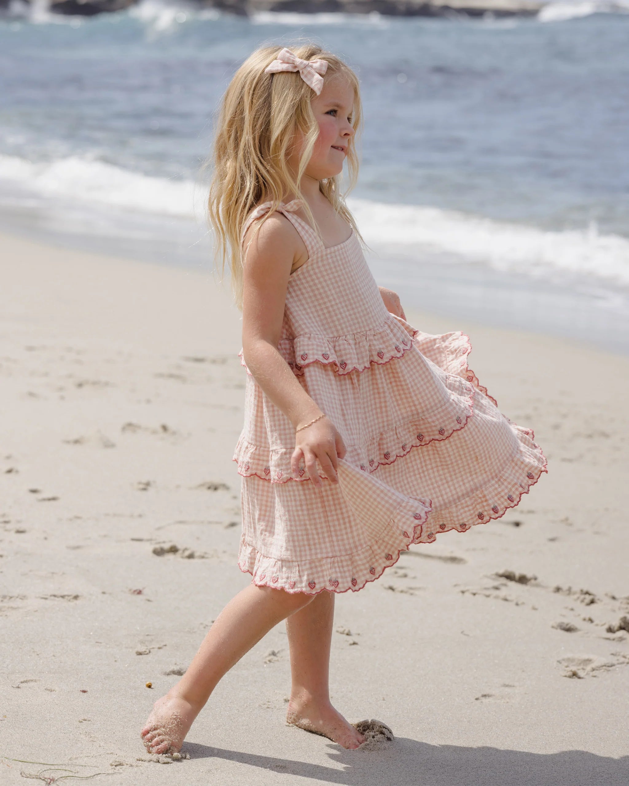 Ruffled Swing Dress Petal Gingham