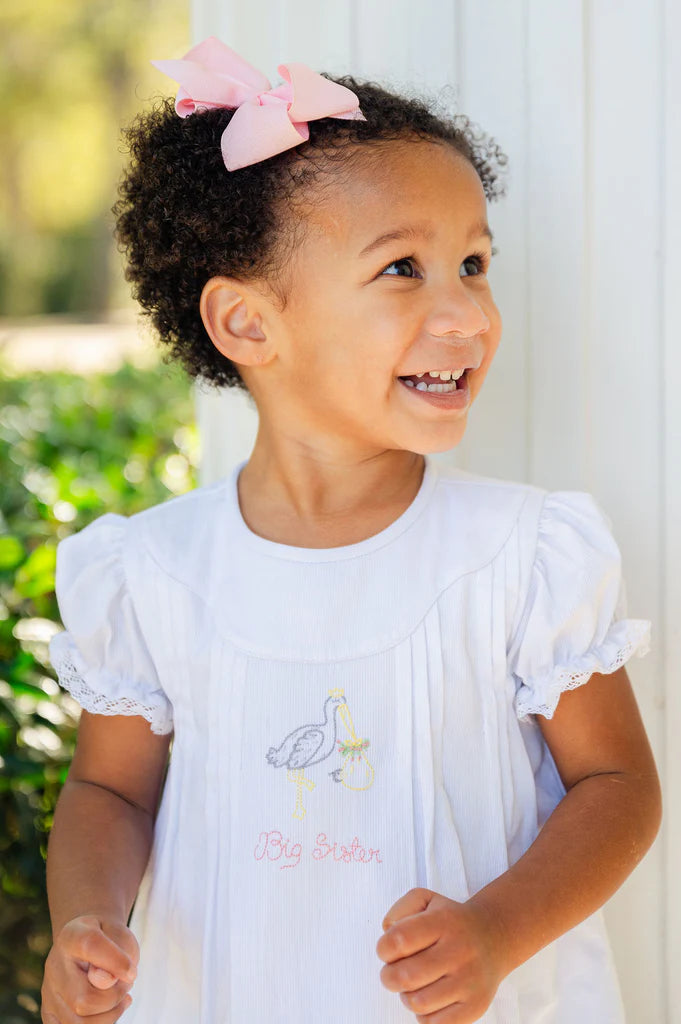 White Big Sister Stork Dress