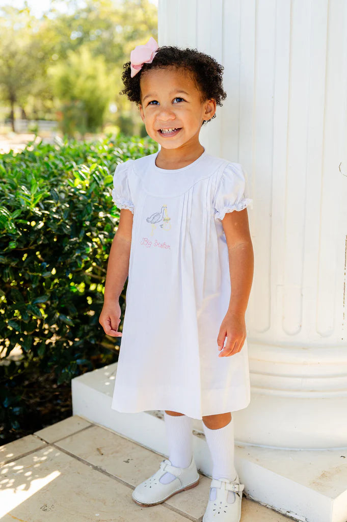 White Big Sister Stork Dress
