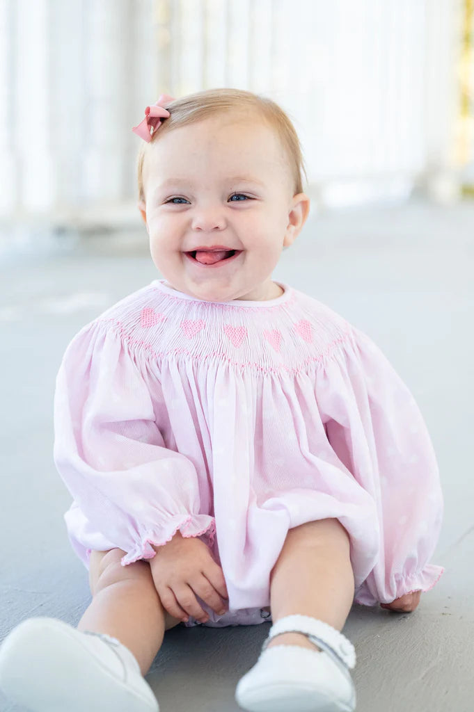 Pink Hearts Smocked Birdie Bubble
