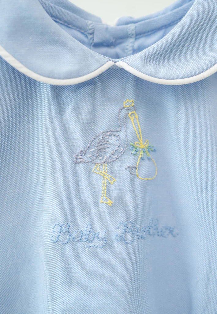 Baby Brother Embroidered Stork Bubble