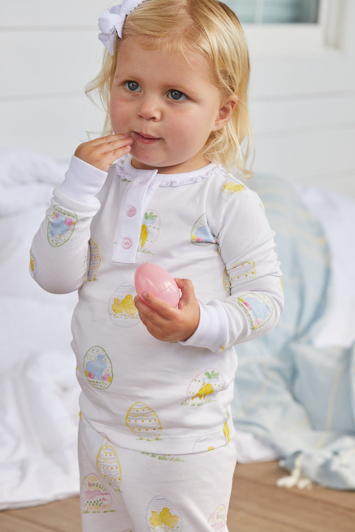 Ruffled Printed Jammies Easter Eggs Swaddle OKC