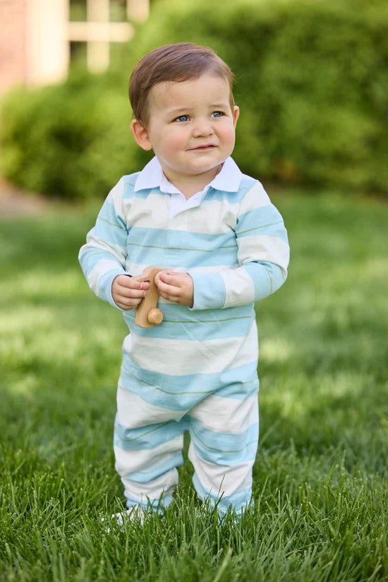 Rugby Polo Romper - Fondren Stripe
