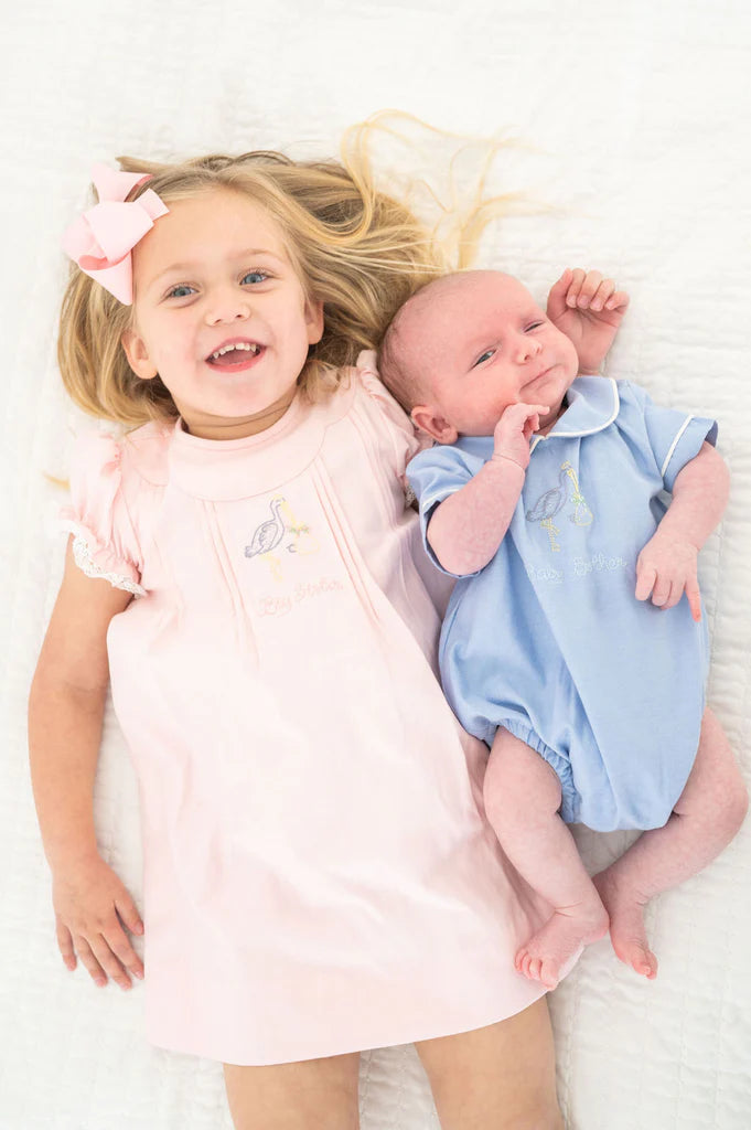 Baby Brother Embroidered Stork Bubble