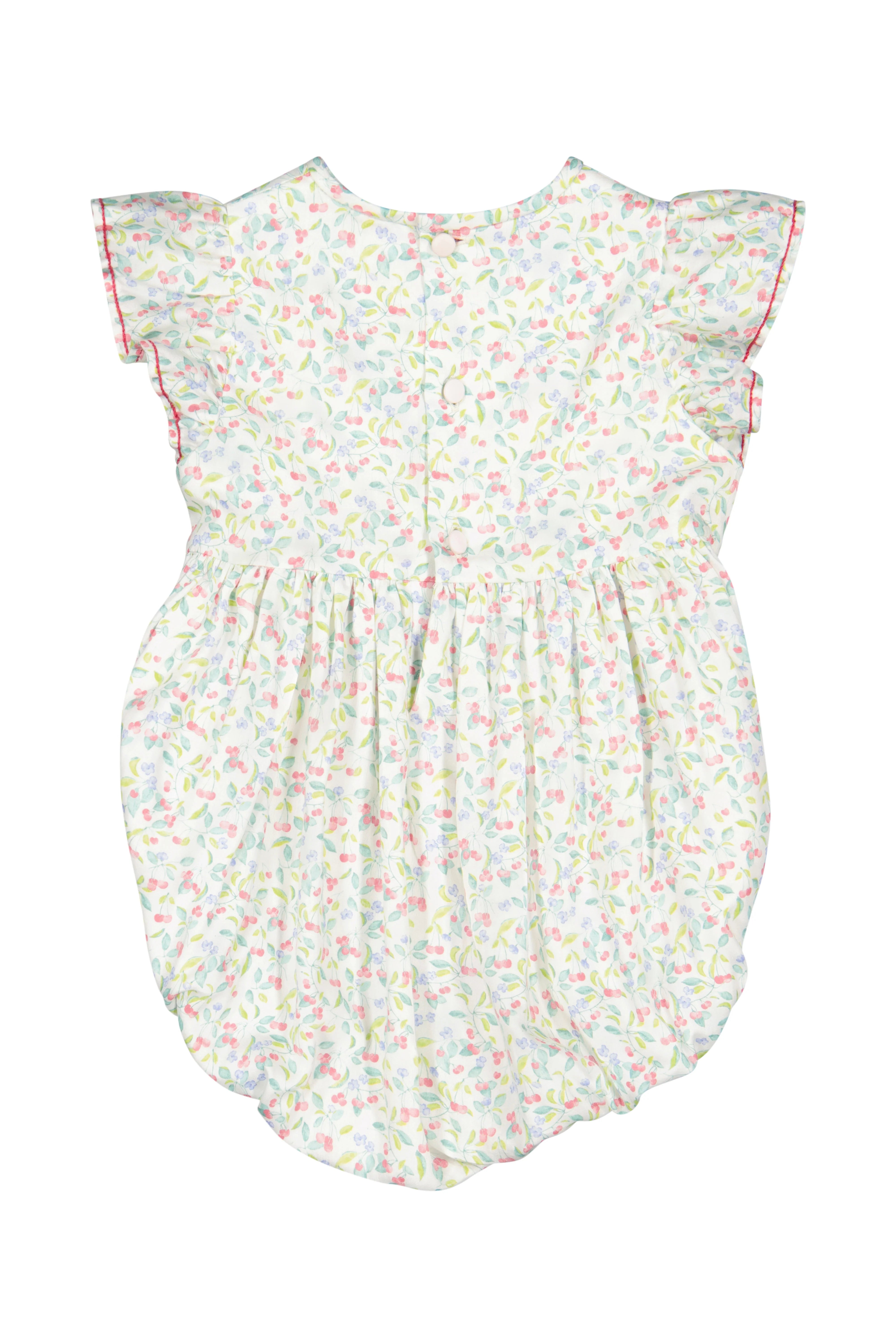 Alizee Cherry Ruffled Sleeve Bubble Romper
