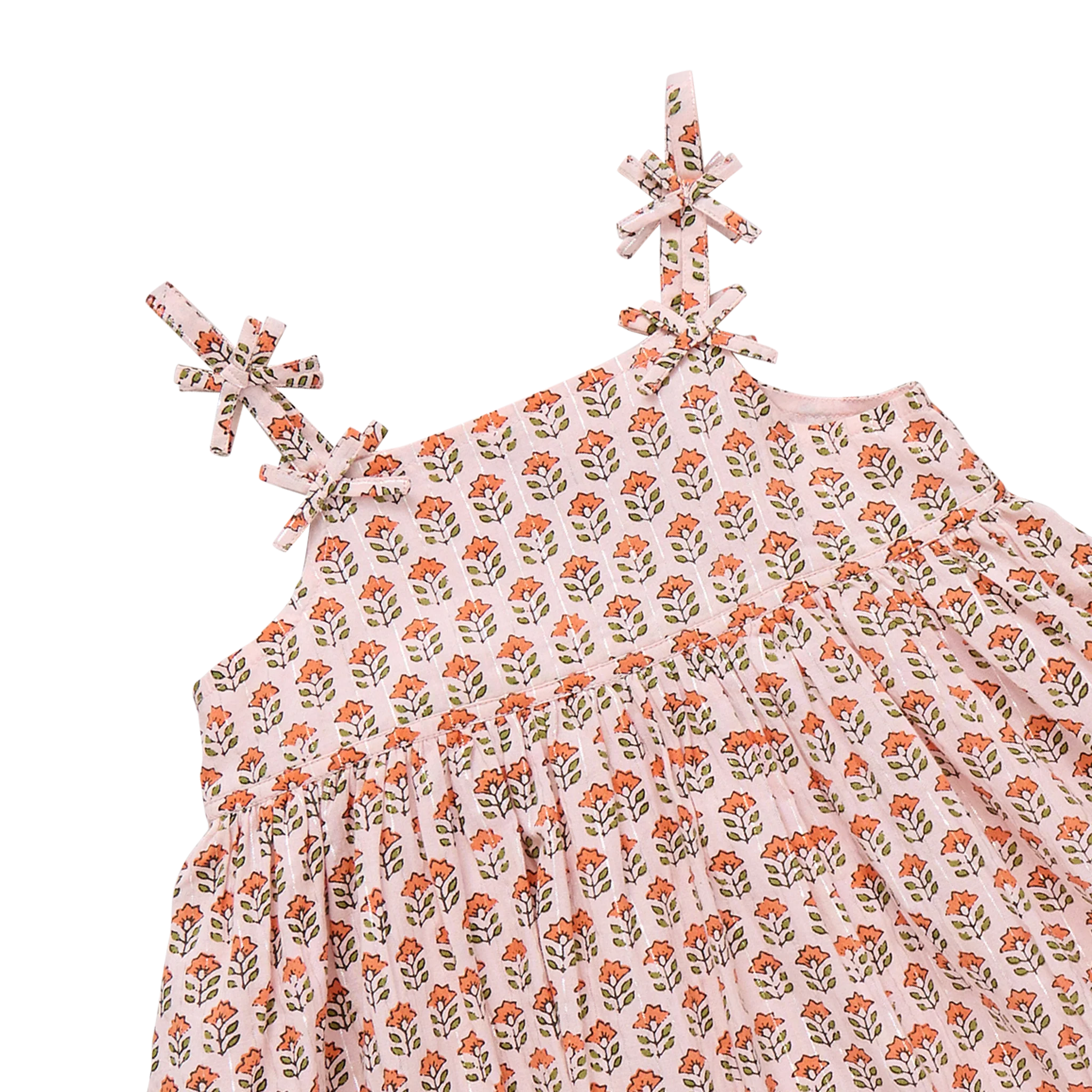 Girls Tia Dress- Pink Prairie Block Print