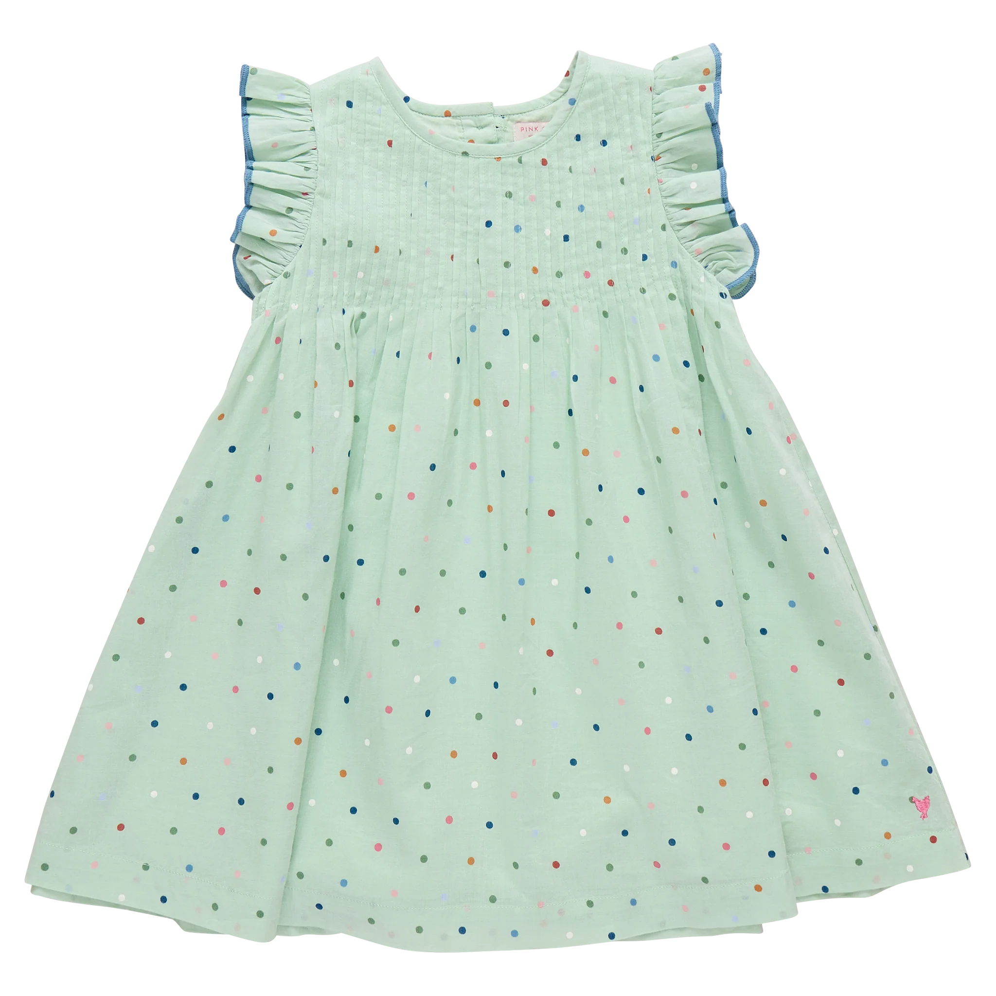 girls jaipur dress- pastel green polka dot