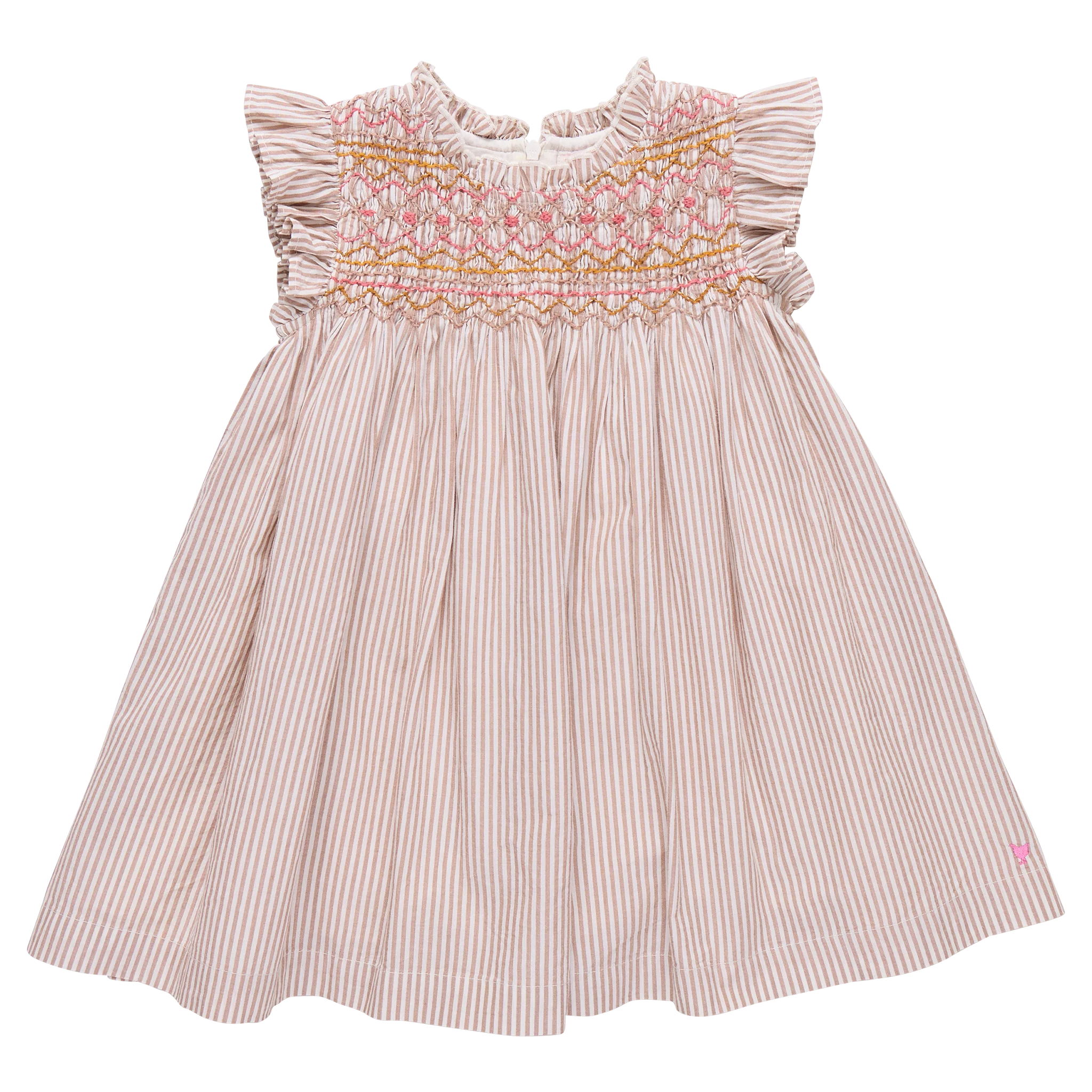 girls stevie dress- tawny brown stripe
