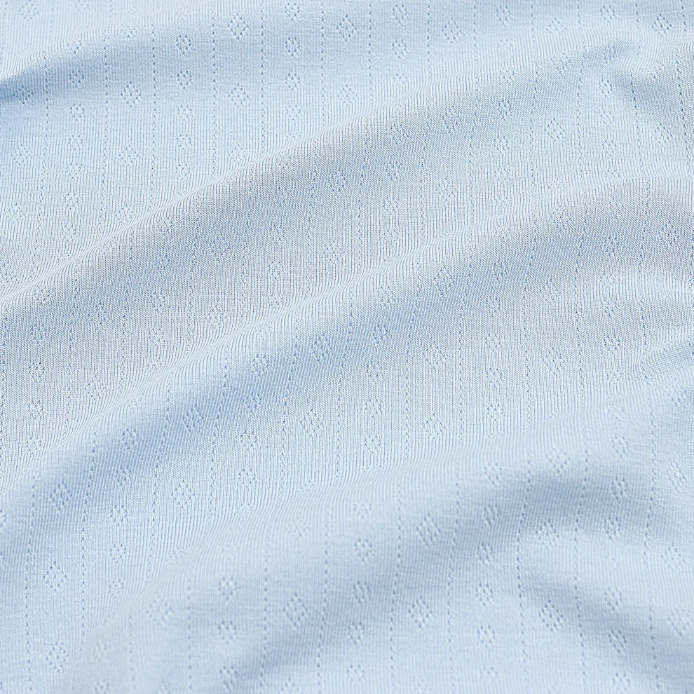 Pointelle Zippered Footie in Breeze