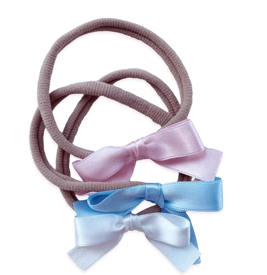 Double Satin Bows Soft Headband 3pk Set
