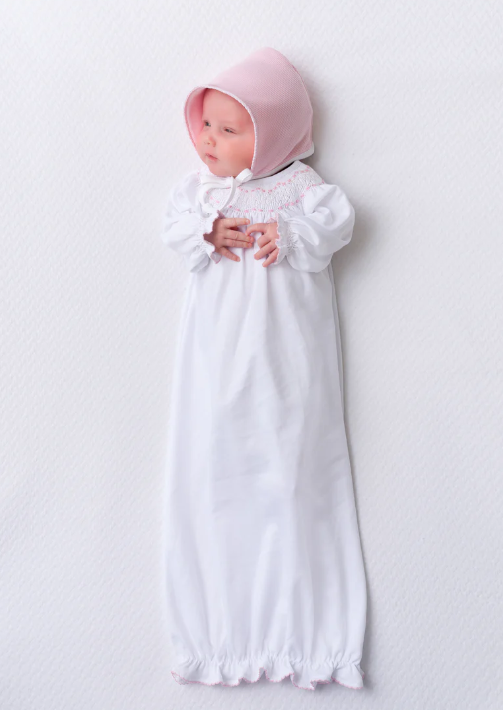 Sweetly Smocked Greeting Gown- Palm Beach Pink