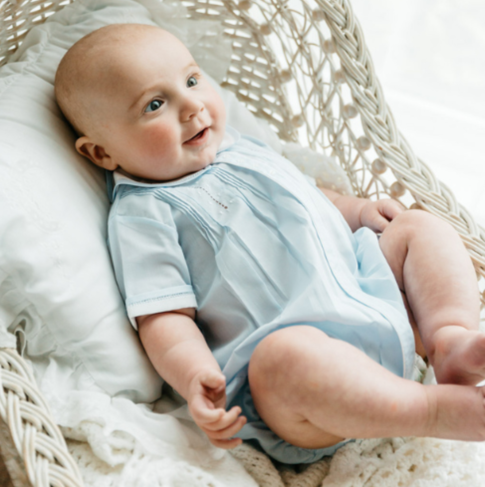 Button Front Dot Creeper- Blue