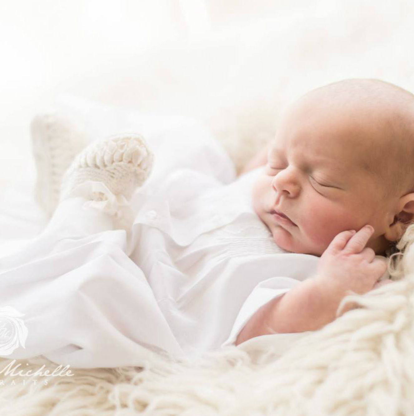 Boys Embroidered Collar Folded Daygown- White