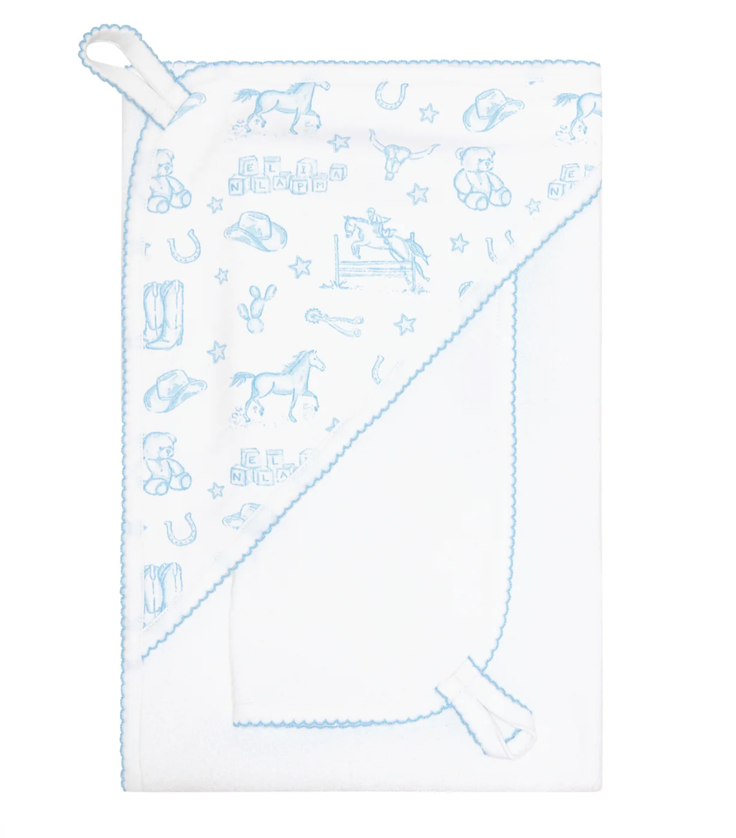 Blue Lone Star Toile Towel Set