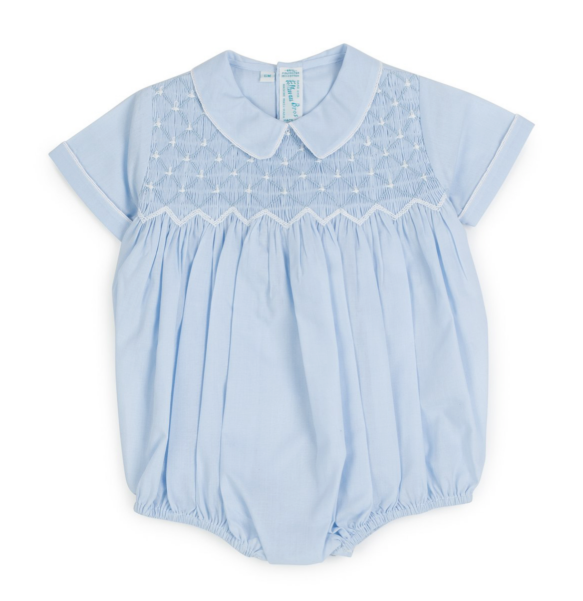 Chevron Smocked Creeper Blue