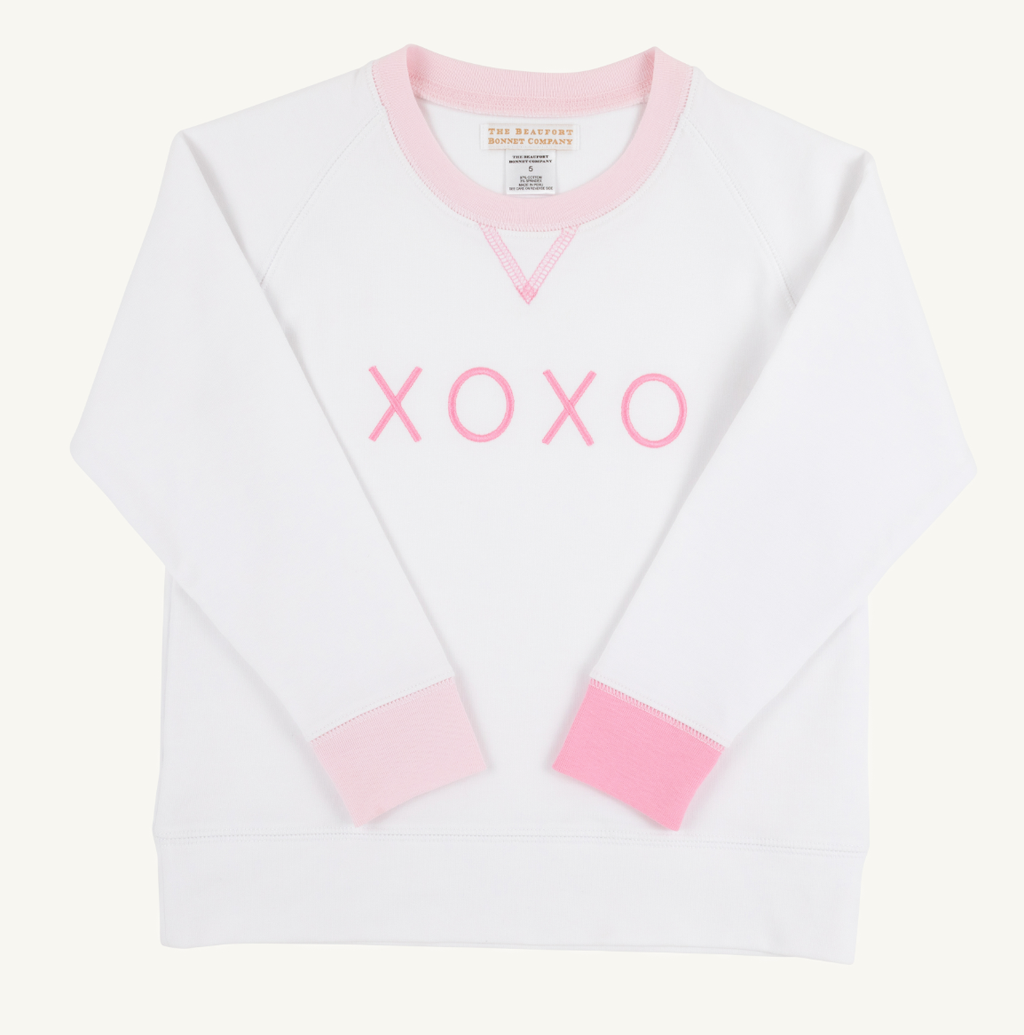Cassidy Comfy Crewneck - Palm Beach Pink with Buckhead Blue and Lauderdale Lavender with Hearts