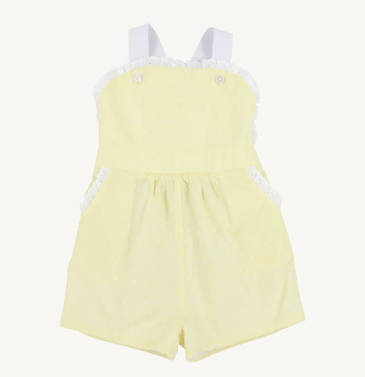 Ruthie Romper- York Yellow Worth Ave White Dallas Dot