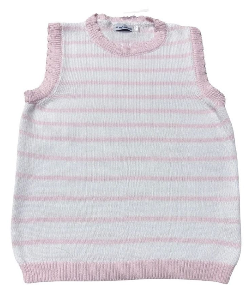 Stripe Vest- Light Pink & White