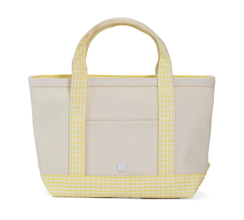 Mini Tote- Gingham Buttercup Trim