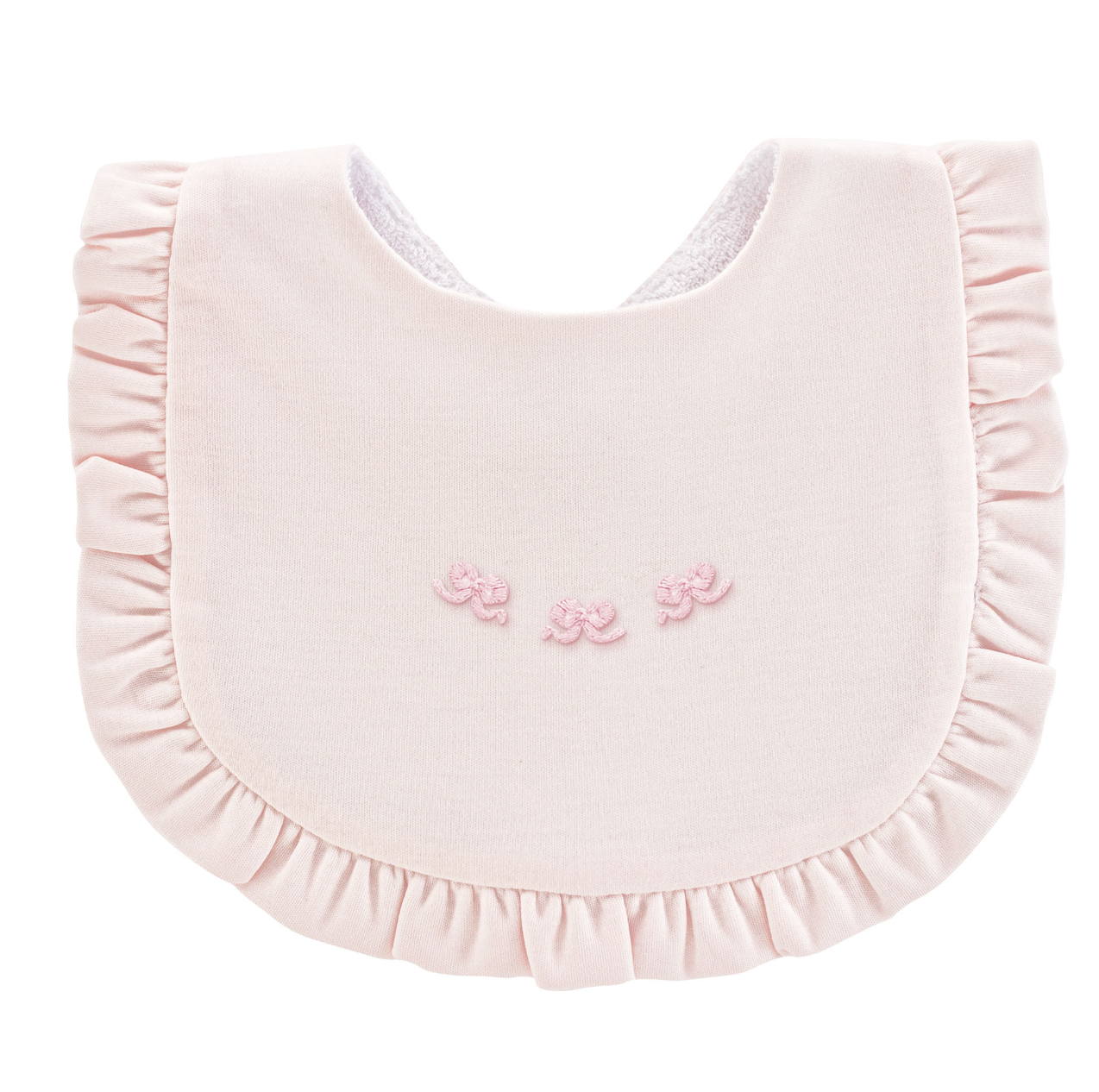 Little Bows Embroidered Pima Ruffled Bib