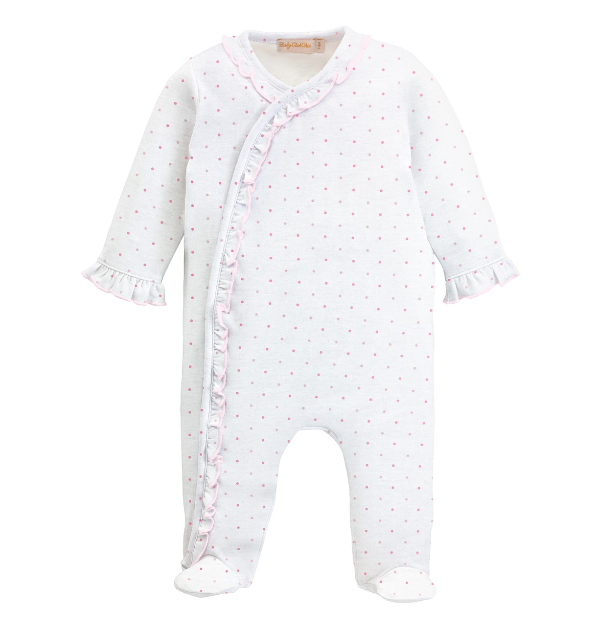 Pink Dots Ruffle Footie