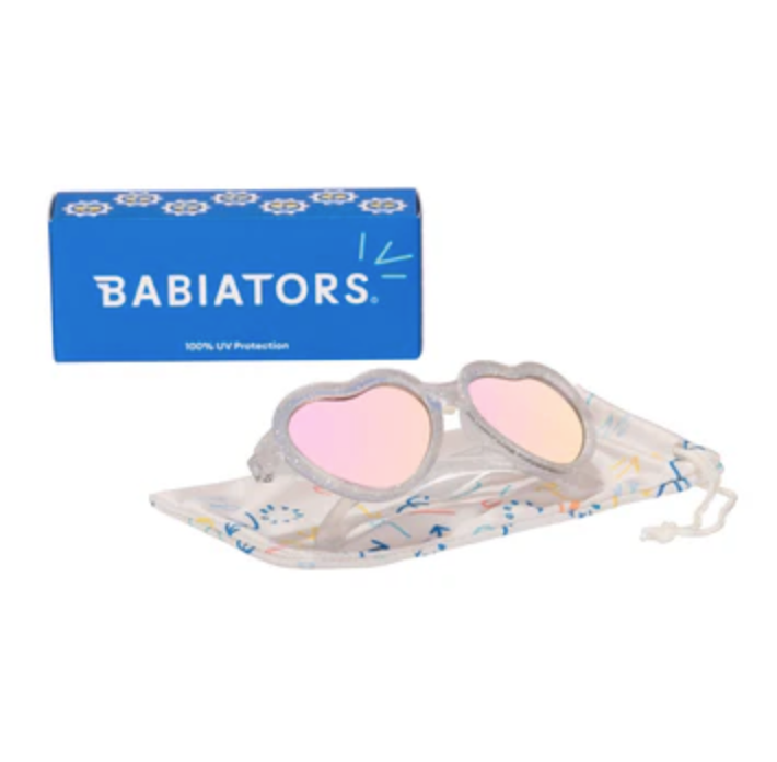 Silver Shimmer Heart | Pink Mirrored Lenses