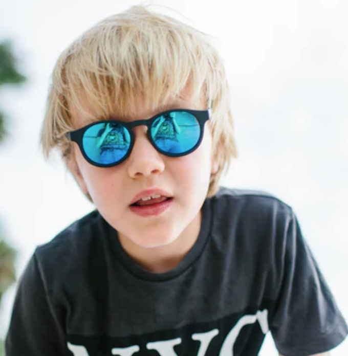 Jet Black Keyhole | Polarized Cobalt Blue Mirrored Lenses