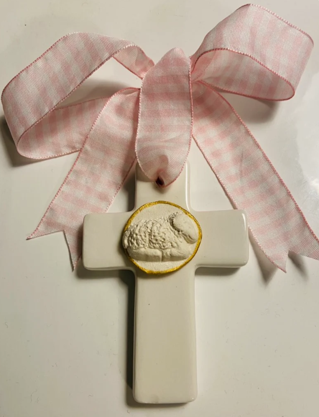 Porcelain Lamb Cross