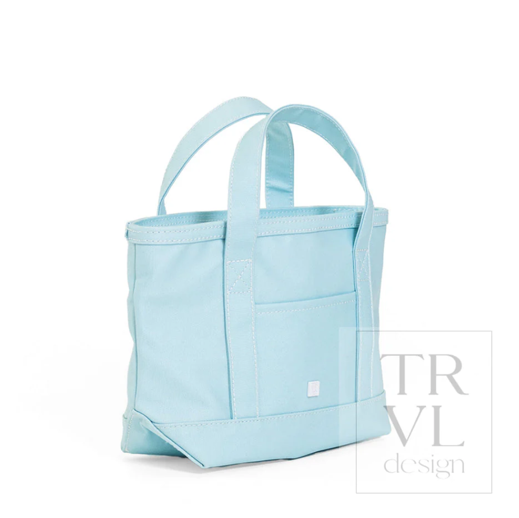 Mini Tote Coated Canvas- Lake Blue