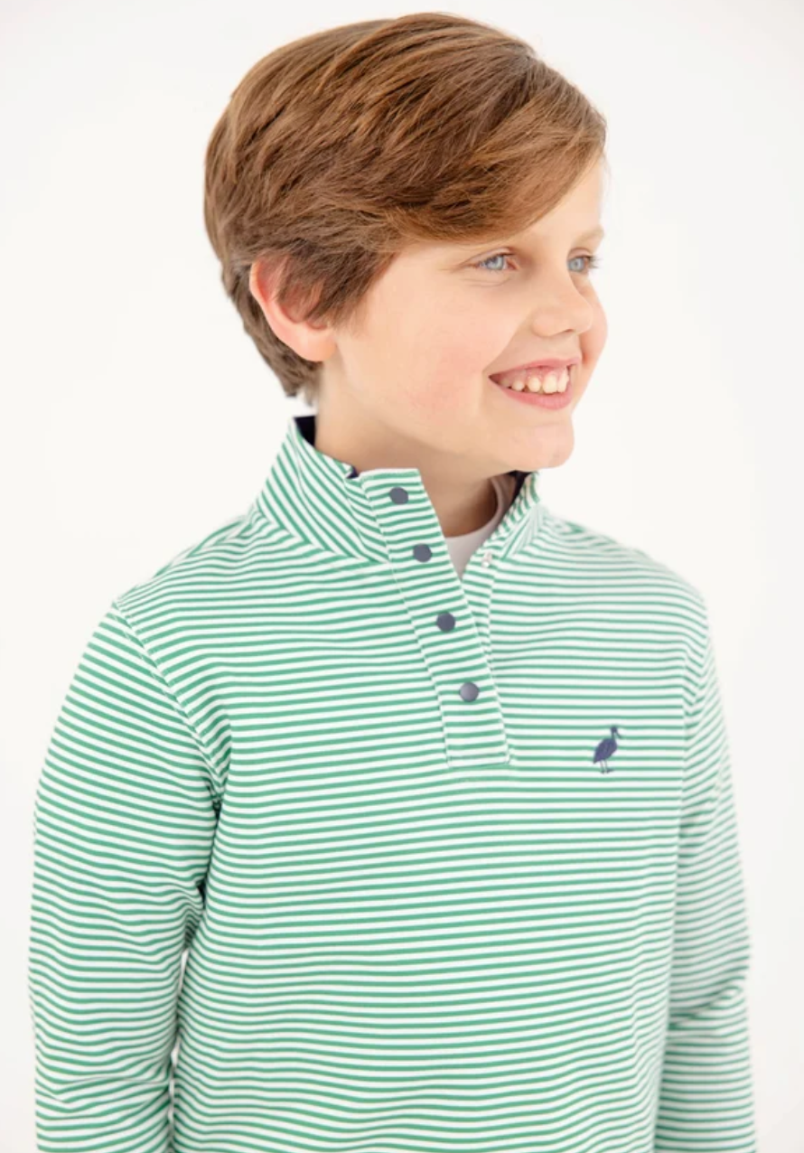 Pendelton Popped Collar- Kiawah Kelly Green Stripe with Nantucket Navy