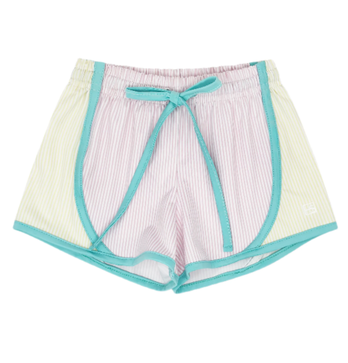 Elise Short- Cotton Candy Pink, Sunshine Yellow Ministripe, Totally Turquoise