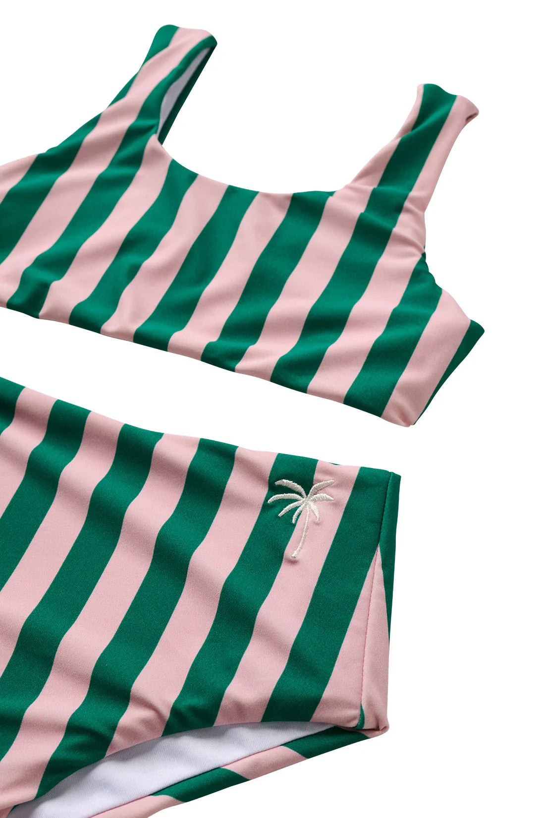 Cabana Stripe Two Piece Swimsuit- Pink Palms