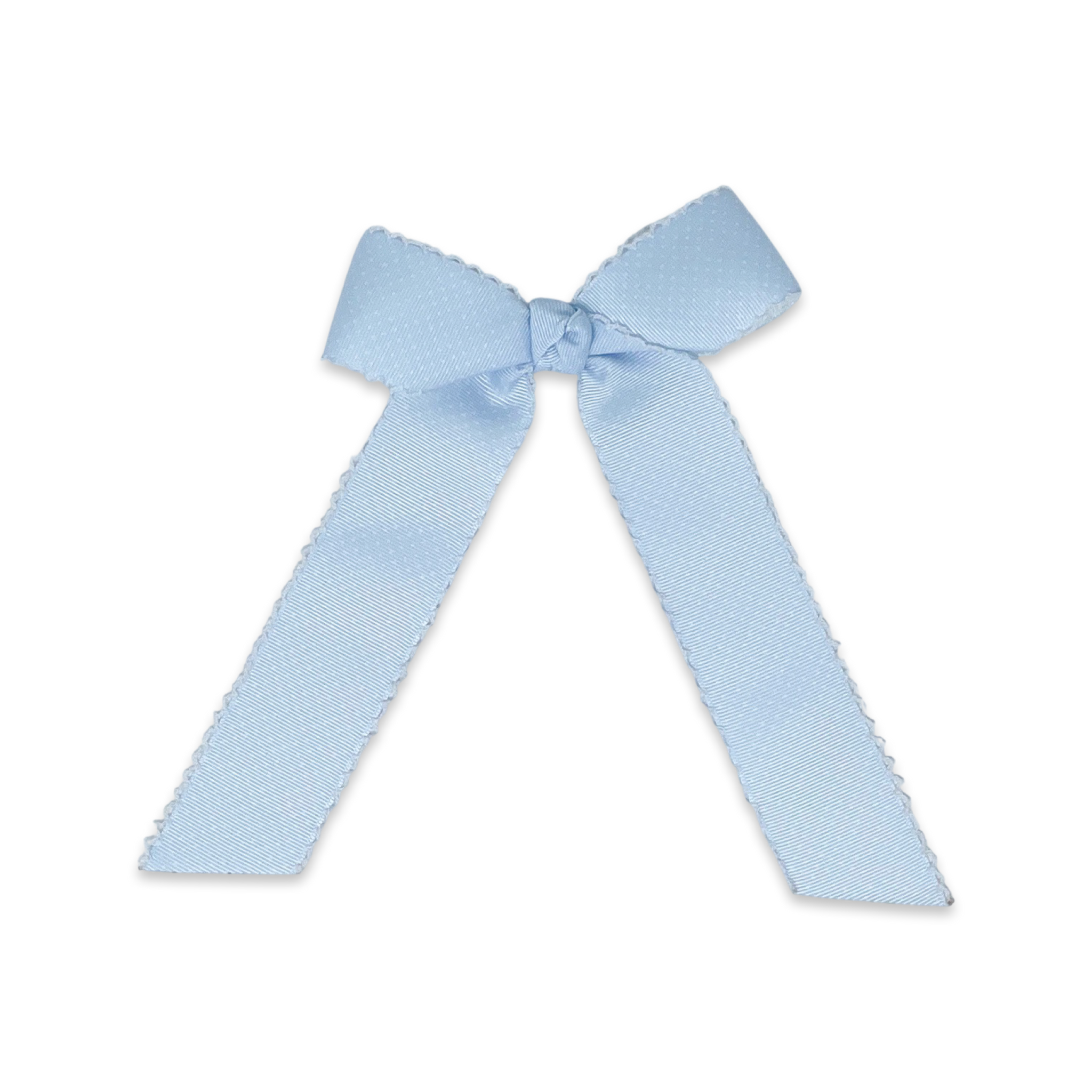 Lola Long Bow - Blue/White Bitty Dot