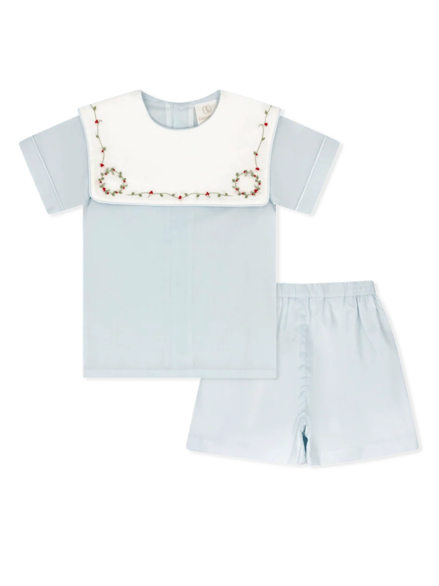 Christian Short Set- Blessings Blue Batiste Holly