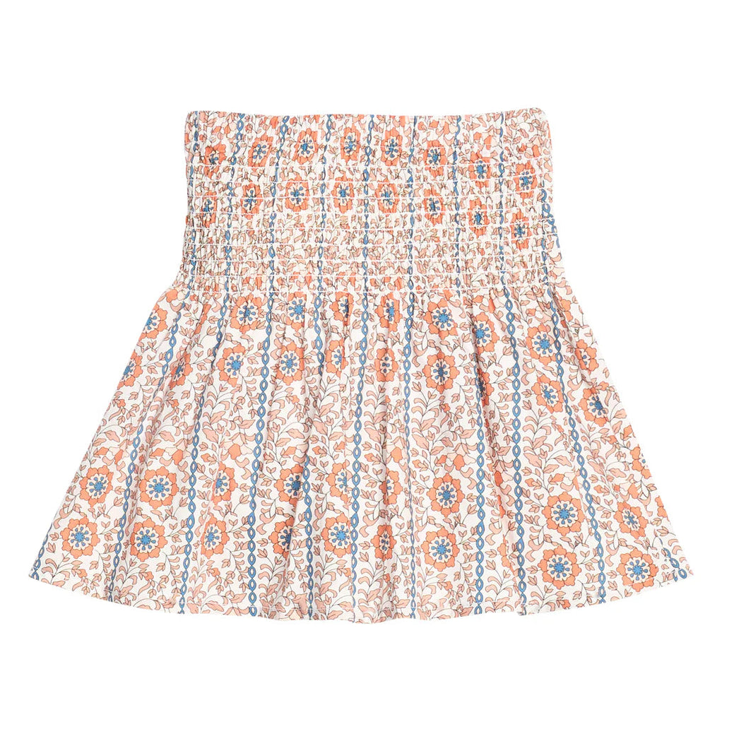 Shirred Circle Skirt - Verbier Vines Orange