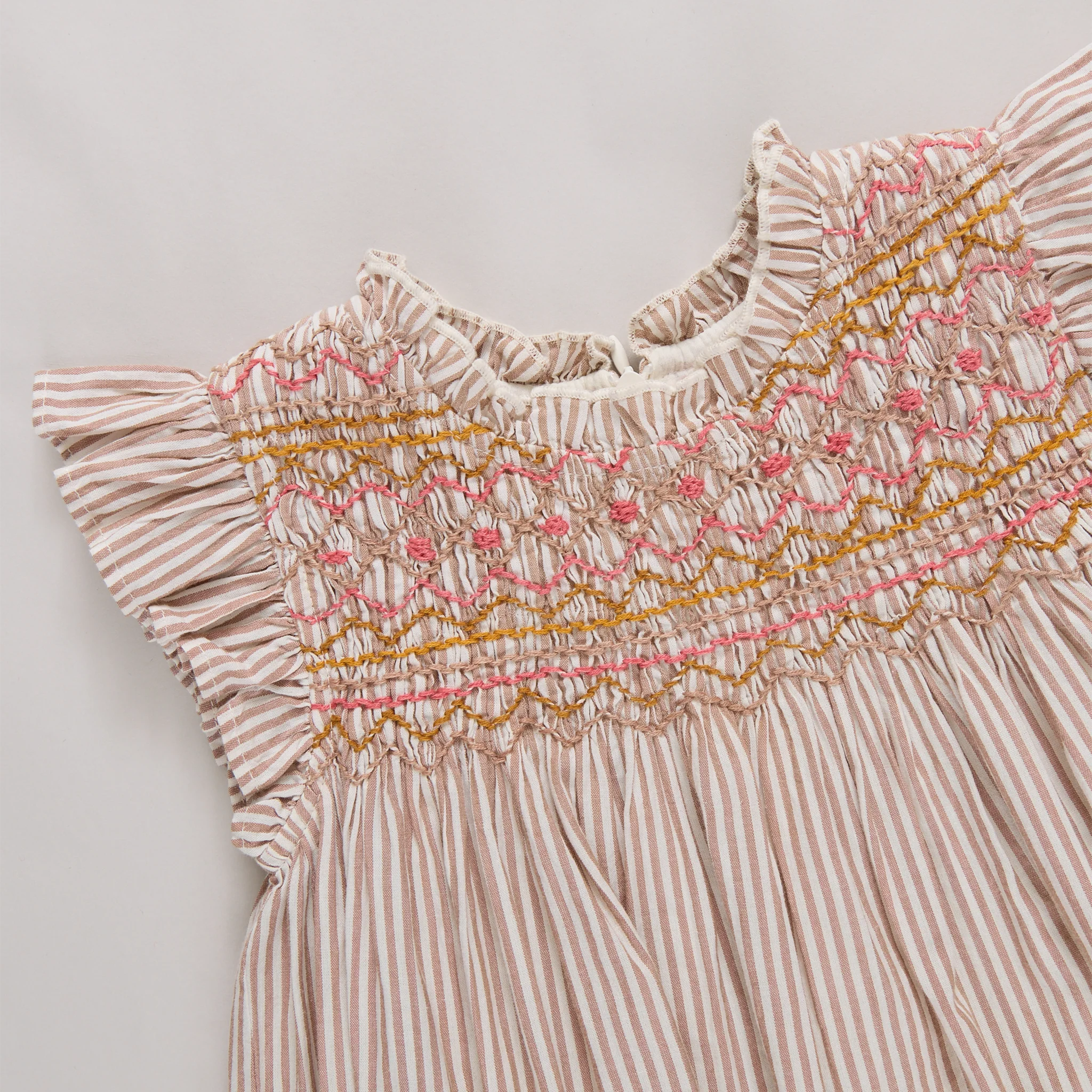 girls stevie dress- tawny brown stripe